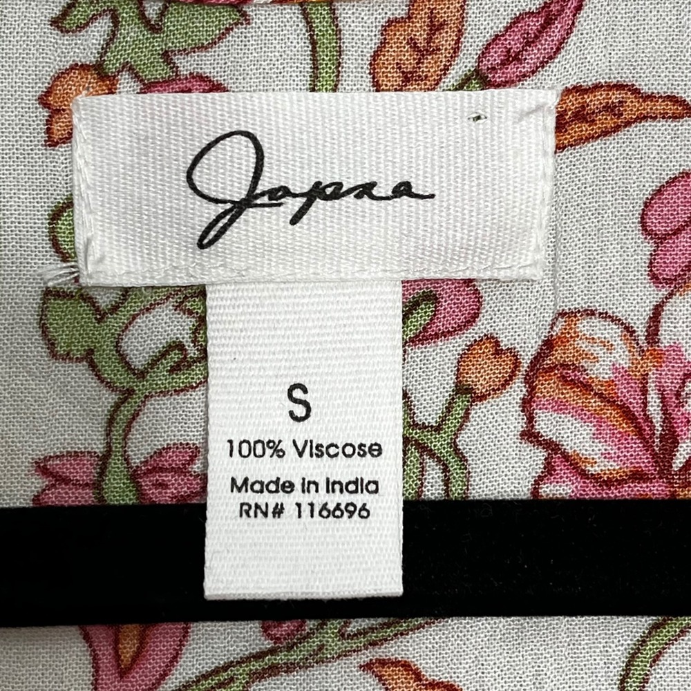 Japna Womens Floral Geometric Tiered Mini Dress Orange Pink Boho Tassel Small - Picture 5 of 7